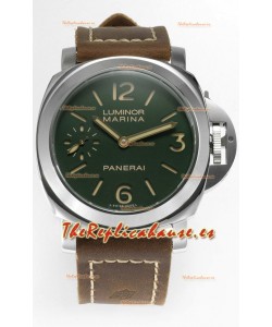 Panerai Luminor Marina 8 Days PAM00911 Dial Verde Calidad Espejo 1:1 - Acero 904L en Correa de Piel