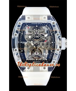 Richard Mille 56-01 Transparent Caja en Zafiros con Genuino Movimiento Suizo Tourbillon Super Clone