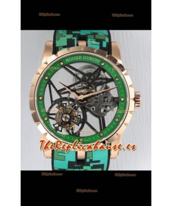 Roger Dubuis Excalibur Spider Flying Tourbillon Skeleton Caja Oro Rosado 42MM Reloj Réplica Suizo a Espejo 1:1