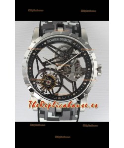 Roger Dubuis Excalibur Spider Flying Tourbillon Skeleton Caja Acero 42MM Reloj Réplica Suizo a Espejo 1:1