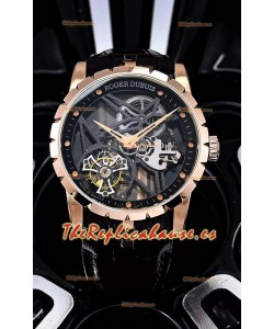 Roger Dubuis Excalibur Spider Flying Tourbillon Skeleton Caja Oro Rosado 42MM Reloj Réplica a Espejo 1:1