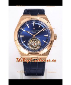 Vacheron Constantin Overseas Tourbillon Oro Rosado en Dial Azul Correa de Piel Réplica a Espejo 1:1