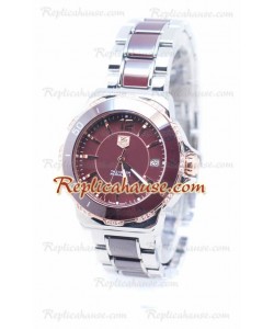 Tag Heuer Formula 1 Quartz Brown Ceramic Rose Bisel en oro con diamantes Reloj