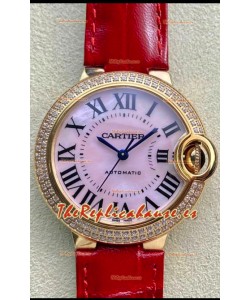 Ballon De Cartier Reloj Suizo Automático Calidad a Espejo 1:1 33MM Oro Rosado Dial Rosado Perla