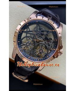 Roger Dubuis Excalibur Doble Tourbillon Suizo a Espejo 1:1 Mirror Caja Oro Rosado