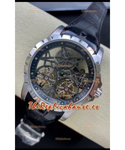 Roger Dubuis Excalibur Doble Tourbillon Reloj Réplica Suizo a Espejo 1:1 Caja Acero