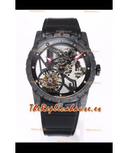 Roger Dubuis Excalibur Spider Flying Tourbillon Skeleton Caja Carbono 42MM Reloj Réplica a Espejo 1:1