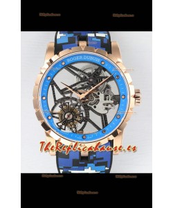 Roger Dubuis Excalibur Spider Flying Tourbillon Skeleton Caja Oro Rosado 42MM Reloj Réplica Suizo a Espejo 1:1