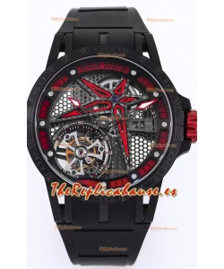 Roger Dubuis Excalibur Spider Pirelli Edition Titanio Revestido en DLC Reloj Réplica 1:1 Genuino Tourbillon