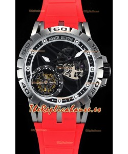 Roger Dubuis Excalibur Spider Flying Tourbillon Skeleton Caja de Titanio Reloj Suizo a Espejo 1:1